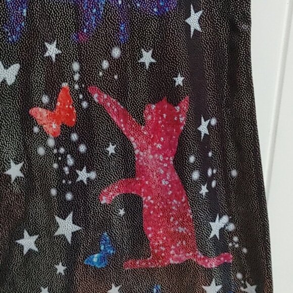 EUC Gymnastics Dance Cheer Leotard black red blue sky cats 150 cm - Picture 5 of 6